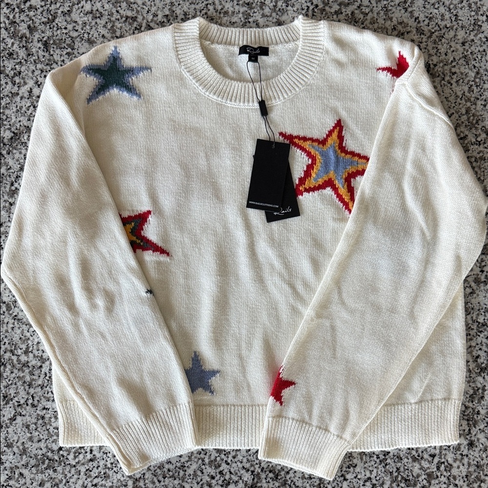 Rails Perci Star Cotton & Cashmere Intarsia Sweater Sz M - Picture 5 of 13